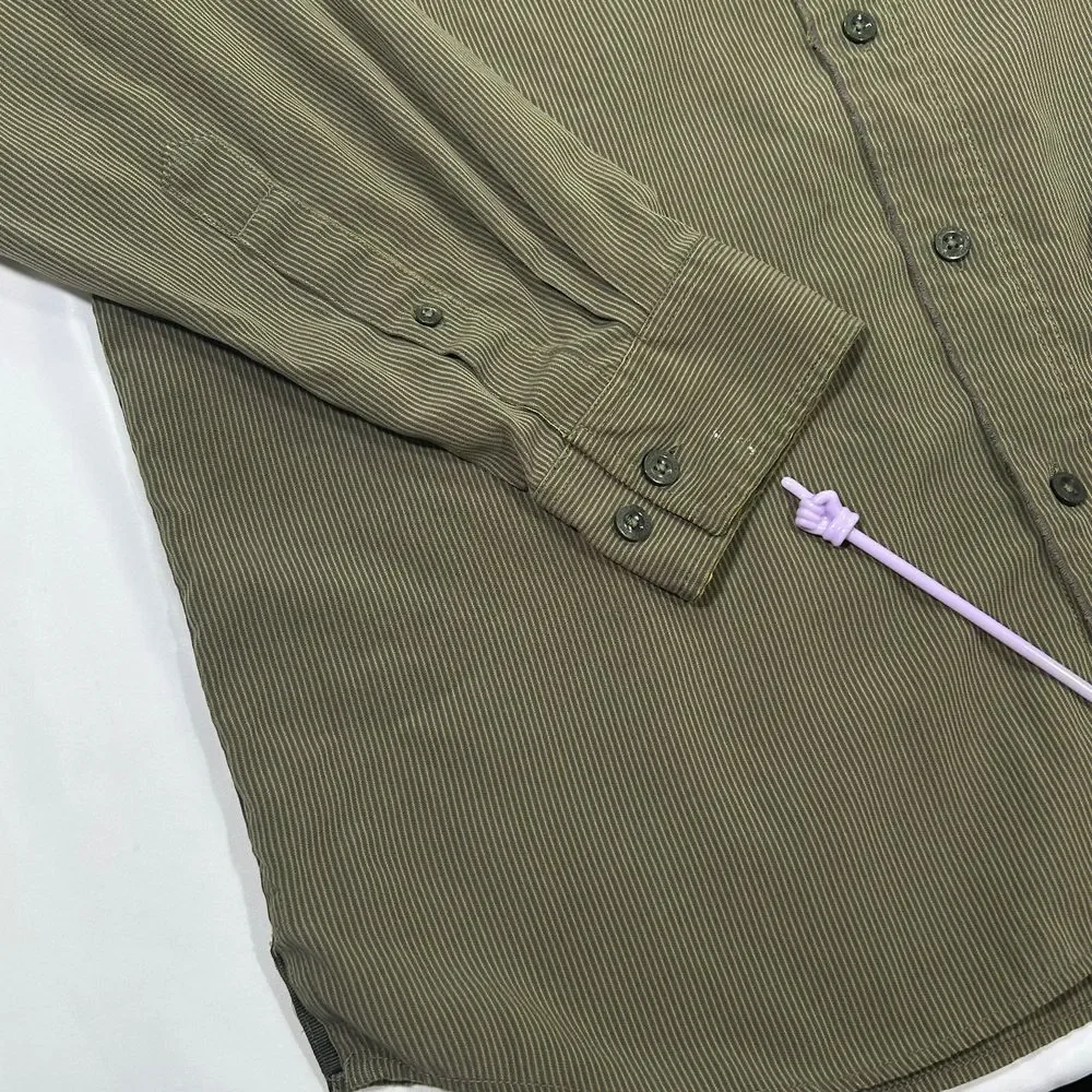 The North Face Distressed Olive Green‎ Button-Down Shirt Long Sleeve Mens Large